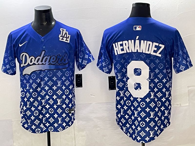 Men Los Angeles Dodgers #8 Hernandez Blue Nike 2025 MLB jersey 07